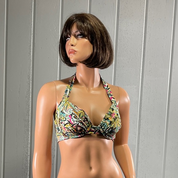 * Kenneth Cole NY Women’s Halter Paisley Print Bikini Top Sz 34D - Picture 1 of 12